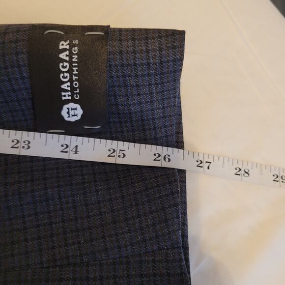 Haggar Blazer Mens 48L Navy Plaid Tailored Sport Coat Jacket Career Business New - Picture 15 of 16